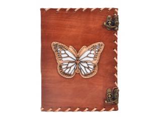 Genuine Handmade Leather Journal Antique Cut Work Design Butterfly Design Notebook